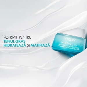 Sorbet - crema Mineral 89 Moisture Matte pentru ten gras , 50ml, Vichy - Img 3