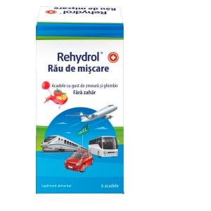 Acadele pentru rau de miscare cu zmeura si ghimbir Rehydrol, 8 acadele, MBA Pharma Innovation