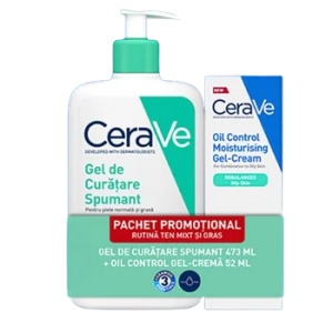 Pachet Gel spumant de curatare 473ml + Gel-crema cu efect hidratant 52ml, CeraVe