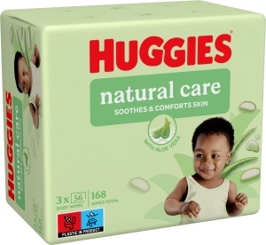 Pachet Servetele umede cu aloe vera Natural Care, 3 x 56 bucati, Huggies
