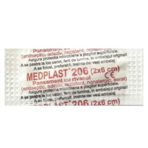 Pansament cu rivanol 2 x 6cm, 1 bucata, Medplast