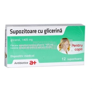 Supozitoare cu glicerina copii, 1405 mg, 12 supozitoare, Antibiotice SA