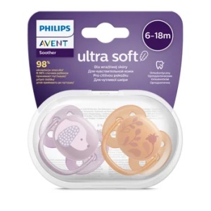 Suzete Ultra Soft SCF091/18 pentru 6-18 luni Bleu/Gri, 2 bucati, Philips Avent