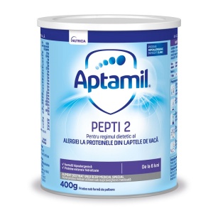 Lapte praf pentru alergii si intolerante usoare Pepti Syneo 2, 6-12 luni, 400 g, Aptamil
