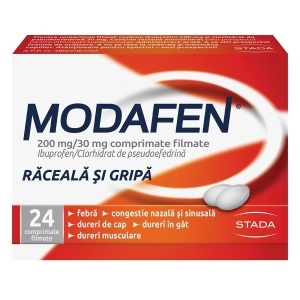 Modafen raceala si gripa, 200 mg/ 30 mg, 24 comprimate filmate, Stada