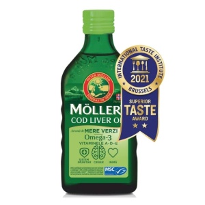 Omega 3 Ulei din ficat de cod cu aroma mere verzi, 250 ml, Moller's