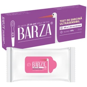 Pachet Test de sarcina ultrasensibil stilou + Servetele umede, Barza