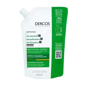 Rezerva eco sampon anti-matreata pentru par normal-uscat Dercos, 390 ml, Vichy