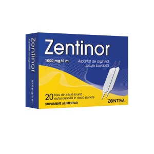 Aspartat de arginina Zentinor, 1000 mg/5 ml, 20 fiole buvabile, Zentiva