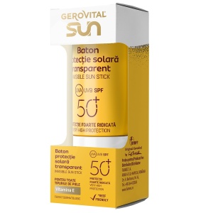 Baton transparent cu protectie solara SPF 50+ Sun, 12 ml, Gerovital