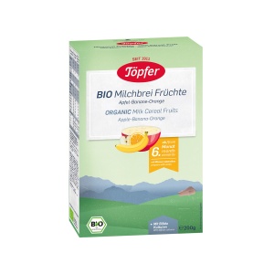 Cereale din gris de grau cu lapte si fructe,+6 luni, 200 g, Topfer
