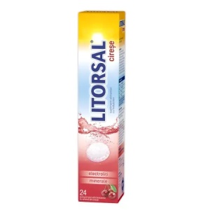 Electroliti cu aroma de cireste Litorsal, 24 comprimate efervescente, Zdorvit