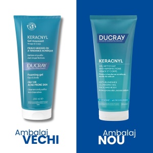 Gel spumant pentru pielea cu tendinta acneica Keracnyl, 200 ml, Ducray - Img 2