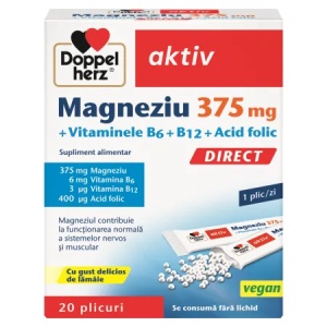 Magneziu 375 mg + Vitaminele B6 + B12 + Acid folic, Direct, 20 plicuri, Doppelherz