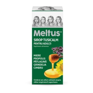 Meltus Tusicalm sirop cu miere, cimbru, grindelia, patlagina si tinctura de propolis pentru adulti, 100ml, Labormed