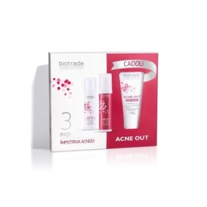 Pachet Acne Out Crema hidratanta pentru acnee Hydro Active, 60 ml + Lotiune pentru acnee, 60 ml + Gel de curatare, 50 ml Gratuit, Biotrade