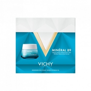 Pachet Crema Mineral 89 intens hidratanta 72h pentru ten uscat, 50ml + Crema de noapte Liftactiv HA, 15ml, Vichy