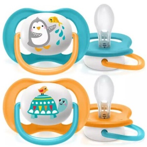 Set suzete Ultra Air pentru 6-18 luni verde/portocaliu, 2 bucati, Philips Avent