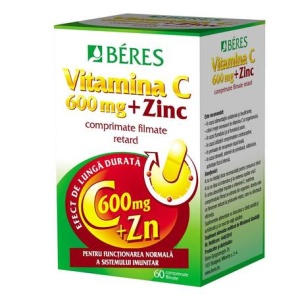 Vitamina C 600 mg + Zinc 15 mg, 30 comprimate, Beres