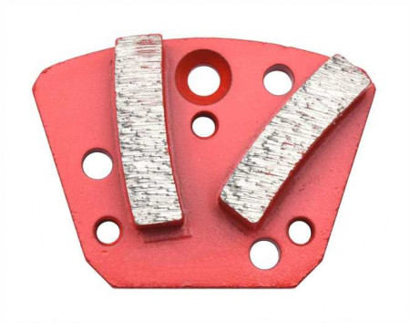 Placuta slefuire cu doua segmente diamantate curbate 40x10x10mm, granulatie 60/80 montaj 3xM6, rosu, pentru beton de duritate medie
