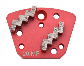 Placuta slefuire cu doua segmente diamantate in zig-zag, 40x12x5mm, granulatie 16/20, rosu pentru beton de duritate medie