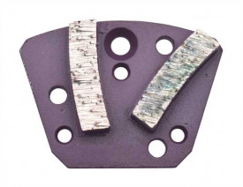 Placuta slefuire cu doua segmente diamantate curbate 40x10x10mm, granulatie 16/20 3xM6, violet pentru beton extrem de dur