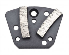 Placuta slefuire cu doua segmente diamantate curbate 40x10x10mm, granulatie 60/80 montaj 3xM8, pentru beton si sapa moale