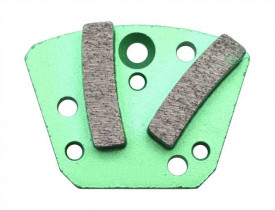 Placuta slefuire cu doua segmente diamantate curbate 40x10x10mm, granulatie 30/40 3xM8, verde, pentru beton dur