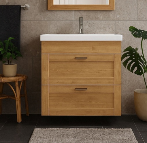 Masca lavoar Ecuador lemn masiv, 2 sertare, 76 x 43 x 62 cm, lavoar neinclus