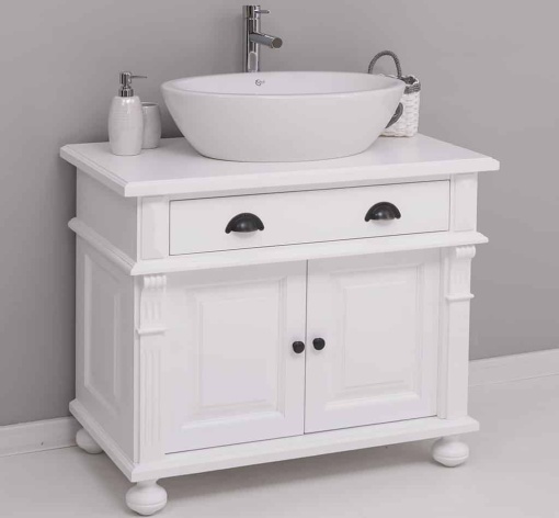 Masca pentru lavoar Shabby Chic lemn masiv, 1 sertar si 2 usi, 90 x 51 x 74 cm