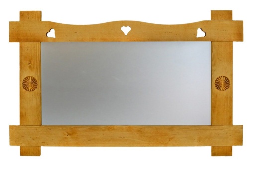 Oglinda Rustica lemn masiv, model cu rozeta, 110 x 2 x 70 cm