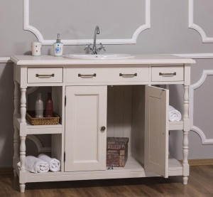 Masca lavoar Shabby Chic lemn masiv, 2 usi si 2 sertare, 128 x 54 x 91 cm - Img 5