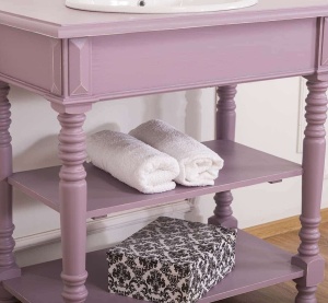 Masca de baie Shabby Chic tip consola lemn masiv, 90 x 54 x 90 cm - Img 2