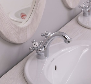 Set masca de baie dubla + doua oglinzi Shabby Chic lemn masiv, 150 x 54 x 90 cm - Img 5