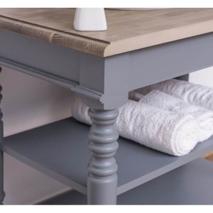 Masca lavoar Shabby Chic lemn masiv, 2 rafturi, 90 x 54 x 74 cm - Img 3