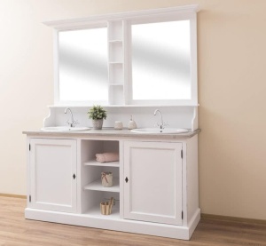 Set mobilier de baie dublu Kavaler lemn masiv, 174 x 60 x 210 cm - Img 4