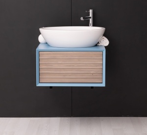 Masca de baie suspendata Pianno lemn masiv + mdf, 1 sertar, 60 x 50 x 33 cm - Img 3