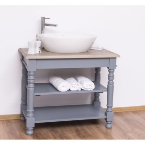 Masca lavoar Shabby Chic lemn masiv, 2 rafturi, 90 x 54 x 74 cm - Img 4