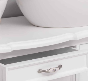 Masca de baie Lemn Masiv Shabby Chic pentru doua lavoare, 2 usi si 3 sertare, 150 x 54 x 75 cm - Img 4