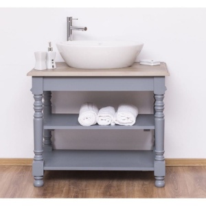 Masca lavoar Shabby Chic lemn masiv, 2 rafturi, 90 x 54 x 74 cm - Img 1