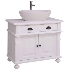 Masca pentru lavoar Shabby Chic lemn masiv, 1 sertar si 2 usi, 90 x 51 x 74 cm - Img 8