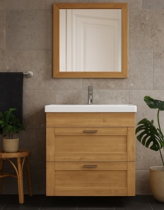 Set mobilier de baie Ecuador, 2 piese lemn masiv