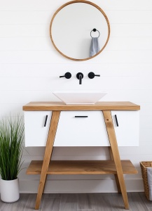 Masca lavoar Norda lemn masiv + mdf alb, cu 3 usi, 120 x 55 x 75 cm - Img 5