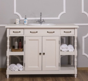 Masca lavoar Shabby Chic lemn masiv, 2 usi si 2 sertare, 128 x 54 x 91 cm