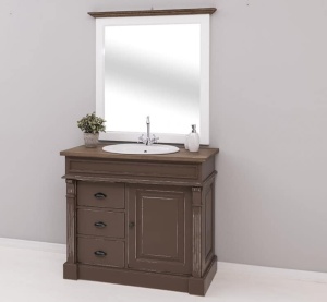 Set mobilier baie Kavaler, masca lavoar cu blat stejar masiv + oglinda lemn masiv - Img 6