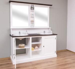 Set mobilier de baie dublu Kavaler lemn masiv, 174 x 60 x 210 cm - Img 7