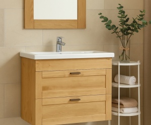 Set mobilier de baie Ecuador, 2 piese lemn masiv - Img 2