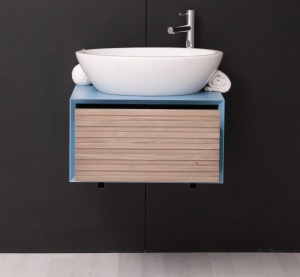 Masca de baie suspendata Pianno lemn masiv + mdf, 1 sertar, 60 x 50 x 33 cm - Img 6