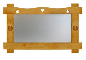 Oglinda Rustica lemn masiv, model cu rozeta, 110 x 2 x 70 cm - Img 1