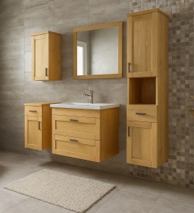 Set mobilier de baie Ecuador, 2 piese lemn masiv - Img 3